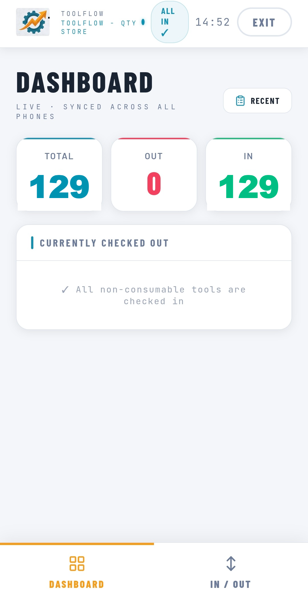TOOLFlow live dashboard